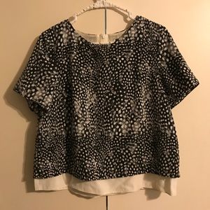 Topshop Size 10 black and white patterned top